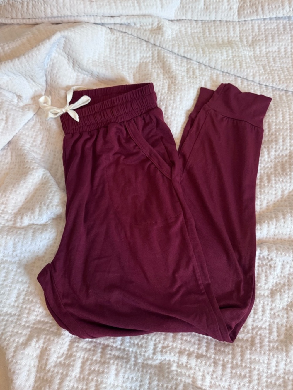 Burgundy Jogger Pants Women’s Soft Stretch Lounge Athletic Pants